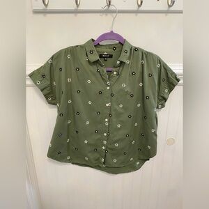Madewell Olive Floral Button-Down Shirt